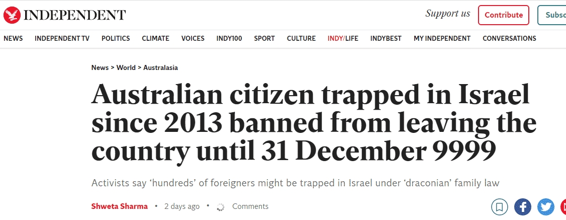 UK The Independant Itai Fliner Barred Australian Man from leaving Israel to 9999 1