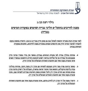 ועדת אתיקה תל אביב גילוי דעת 1-25 שימוש לרעה בהליכי גביה
