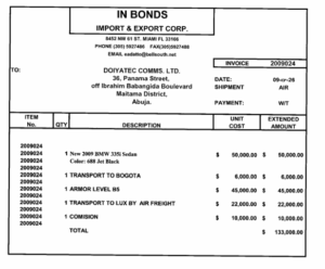 עלות הרכב לשוחד של מספנות ישראל לשר הביטחון של ניגריה