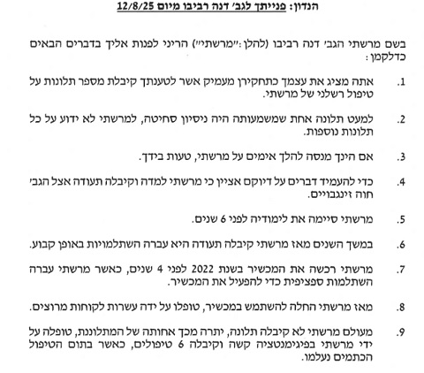 תגובת צדוק חוגי בא כוחה של הכוסמטיקאית דנה רביבו