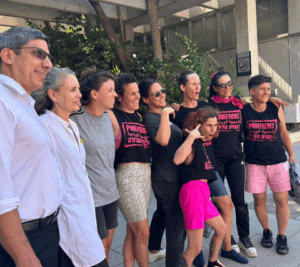 גבי לסקי עם נשות פינק פרונט לסביות ישראליות למען פלסטין והנוחבה