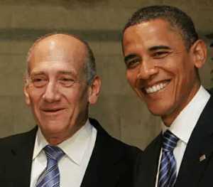 ברק אובמה עם אהוב נפשו אהוד אולמרט