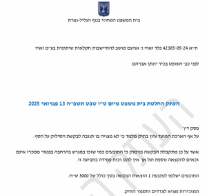 פסד יונתן אברהם מוחק תביעה לעוד דוד פלד שהוא בצו 8 מילואים 42305-05-24