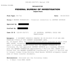 FBI מזכר תשלום לאהוד ברק $3.2 מיליון ליעוץ